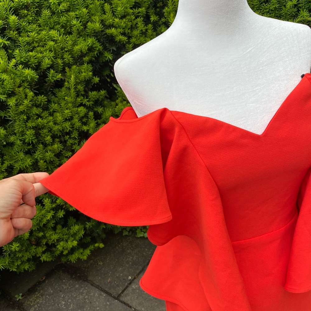 Gorgeous Red Ruffle Peplum Dress**Small $345 - Picture 8 of 9